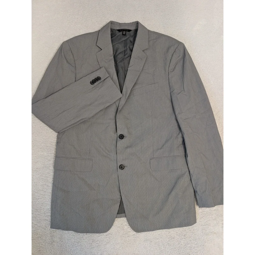 Banana‎ Republic Blazer Mens 42R Pin Striped Gray Reg Fit Wool Cotton Blend